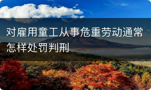 对雇用童工从事危重劳动通常怎样处罚判刑
