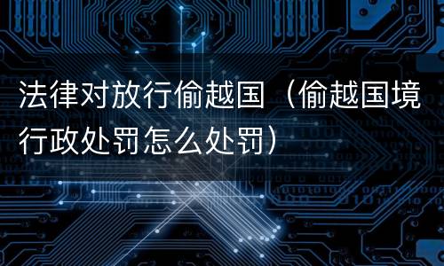 法律对放行偷越国（偷越国境行政处罚怎么处罚）