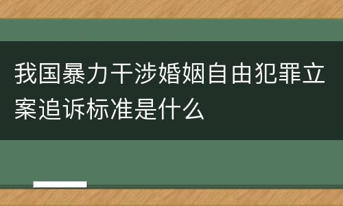 我国暴力干涉婚姻自由犯罪立案追诉标准是什么