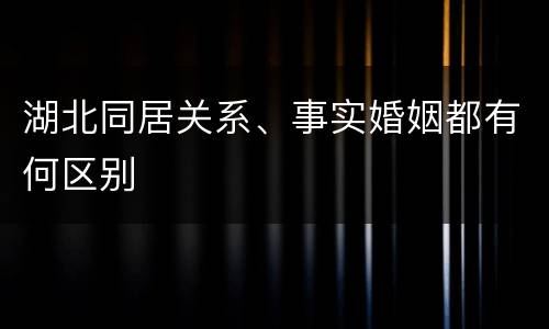 湖北同居关系、事实婚姻都有何区别