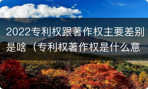 2022专利权跟著作权主要差别是啥（专利权著作权是什么意思）