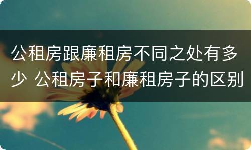 公租房跟廉租房不同之处有多少 公租房子和廉租房子的区别