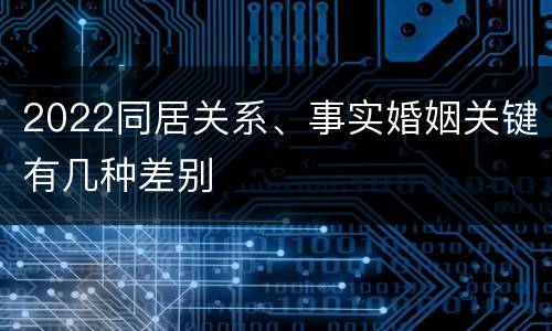 2022同居关系、事实婚姻关键有几种差别
