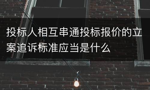 投标人相互串通投标报价的立案追诉标准应当是什么