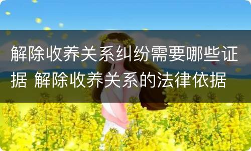 解除收养关系纠纷需要哪些证据 解除收养关系的法律依据