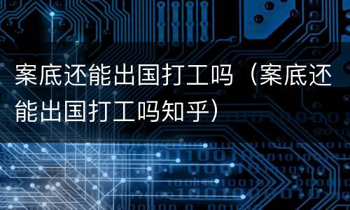 案底还能出国打工吗（案底还能出国打工吗知乎）