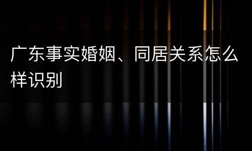 广东事实婚姻、同居关系怎么样识别