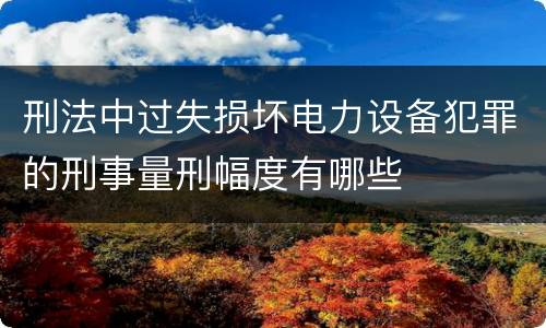 刑法中过失损坏电力设备犯罪的刑事量刑幅度有哪些