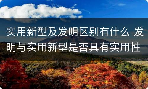 实用新型及发明区别有什么 发明与实用新型是否具有实用性