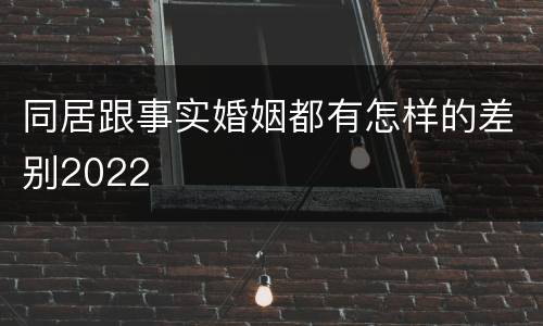 同居跟事实婚姻都有怎样的差别2022
