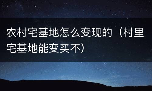 农村宅基地怎么变现的（村里宅基地能变买不）