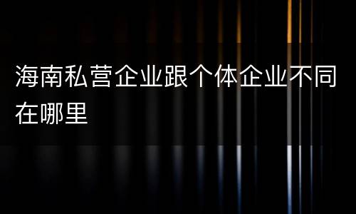 海南私营企业跟个体企业不同在哪里