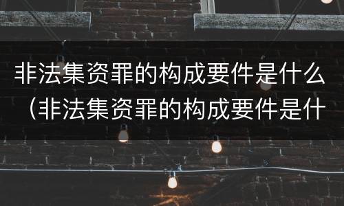 非法集资罪的构成要件是什么（非法集资罪的构成要件是什么意思）