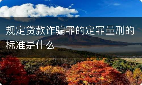 规定贷款诈骗罪的定罪量刑的标准是什么