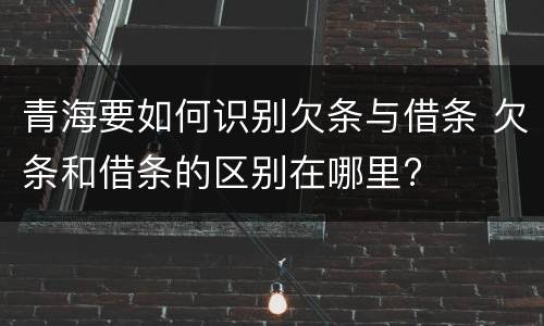 青海要如何识别欠条与借条 欠条和借条的区别在哪里?