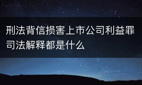 刑法背信损害上市公司利益罪司法解释都是什么