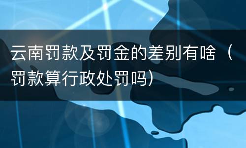 云南罚款及罚金的差别有啥（罚款算行政处罚吗）