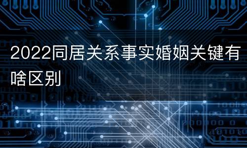 2022同居关系事实婚姻关键有啥区别