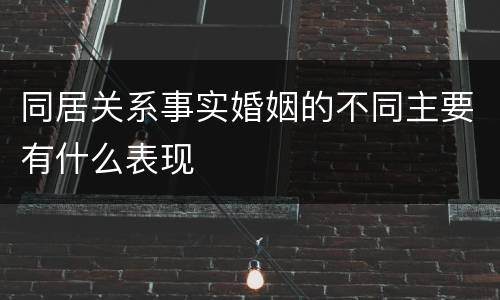 同居关系事实婚姻的不同主要有什么表现