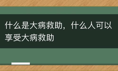什么是大病救助，什么人可以享受大病救助