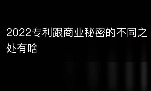 2022专利跟商业秘密的不同之处有啥