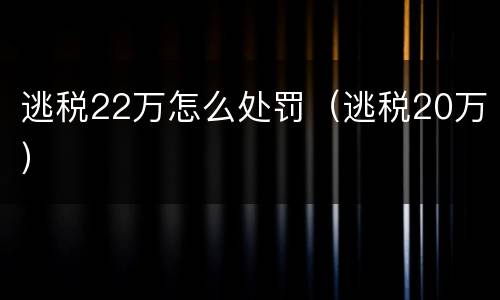 逃税22万怎么处罚（逃税20万）