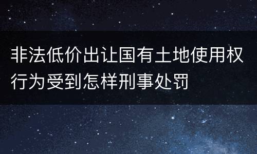 非法低价出让国有土地使用权行为受到怎样刑事处罚
