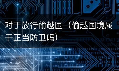 对于放行偷越国（偷越国境属于正当防卫吗）
