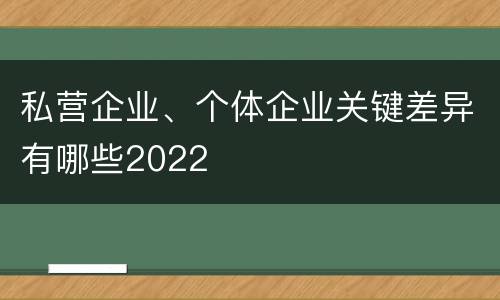 私营企业、个体企业关键差异有哪些2022