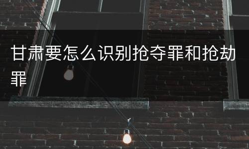 甘肃要怎么识别抢夺罪和抢劫罪