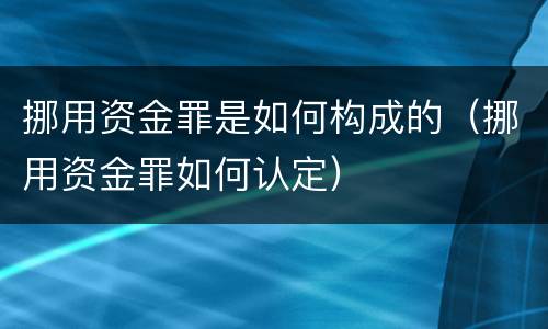 挪用资金罪是如何构成的（挪用资金罪如何认定）