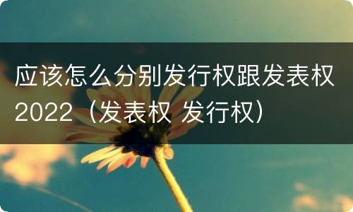 应该怎么分别发行权跟发表权2022（发表权 发行权）
