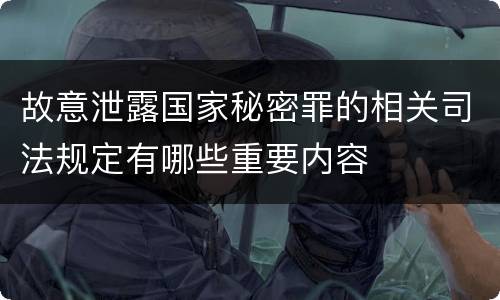 故意泄露国家秘密罪的相关司法规定有哪些重要内容