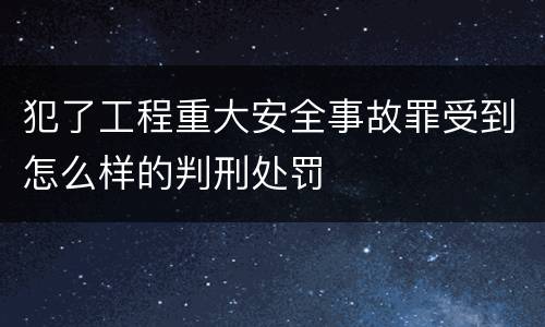 犯了工程重大安全事故罪受到怎么样的判刑处罚