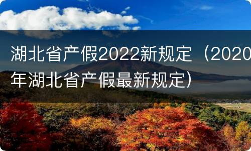 湖北省产假2022新规定（2020年湖北省产假最新规定）