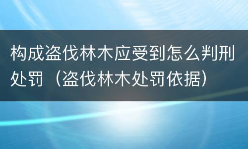 构成盗伐林木应受到怎么判刑处罚（盗伐林木处罚依据）