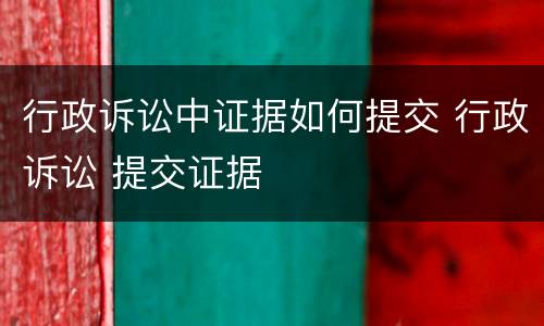 行政诉讼中证据如何提交 行政诉讼 提交证据