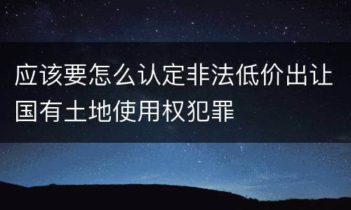 应该要怎么认定非法低价出让国有土地使用权犯罪