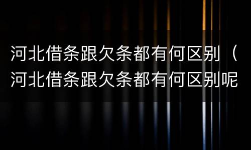 河北借条跟欠条都有何区别（河北借条跟欠条都有何区别呢）