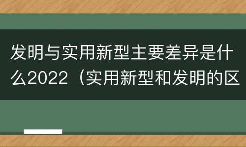 发明与实用新型主要差异是什么2022（实用新型和发明的区别）