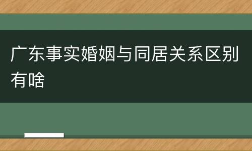 广东事实婚姻与同居关系区别有啥