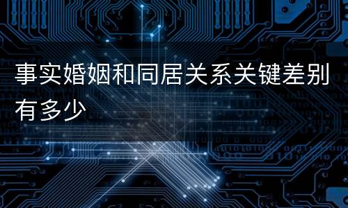事实婚姻和同居关系关键差别有多少