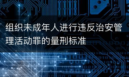 组织未成年人进行违反治安管理活动罪的量刑标准