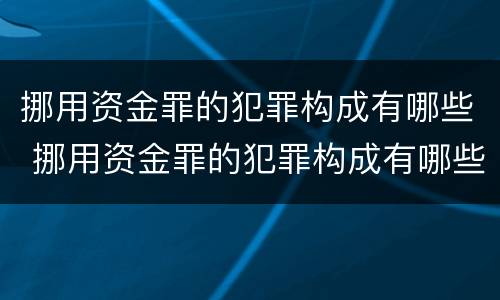 挪用资金罪的犯罪构成有哪些 挪用资金罪的犯罪构成有哪些类型