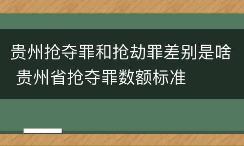 贵州抢夺罪和抢劫罪差别是啥 贵州省抢夺罪数额标准