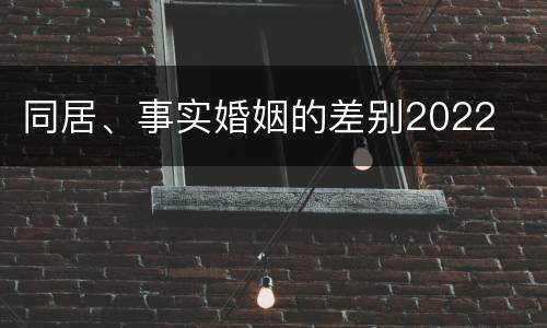 同居、事实婚姻的差别2022