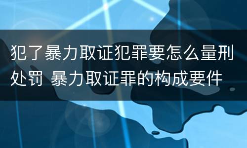 犯了暴力取证犯罪要怎么量刑处罚 暴力取证罪的构成要件