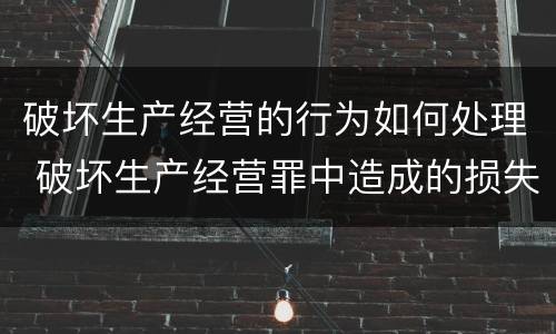 破坏生产经营的行为如何处理 破坏生产经营罪中造成的损失如何处理