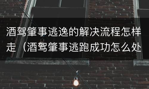 酒驾肇事逃逸的解决流程怎样走（酒驾肇事逃跑成功怎么处理）