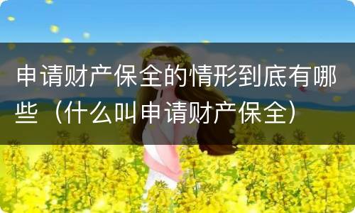 申请财产保全的情形到底有哪些（什么叫申请财产保全）
